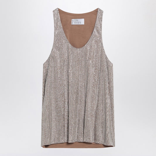 Giuseppe di Morabito Tank top with silver rhinestones
