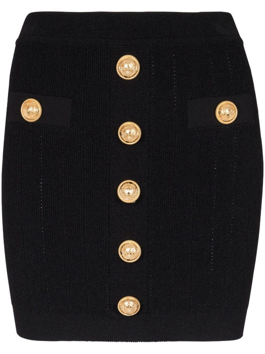 Balmain Button-detail knitted miniskirt