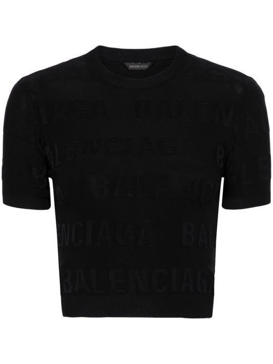 Balenciaga jacquard logo crop top