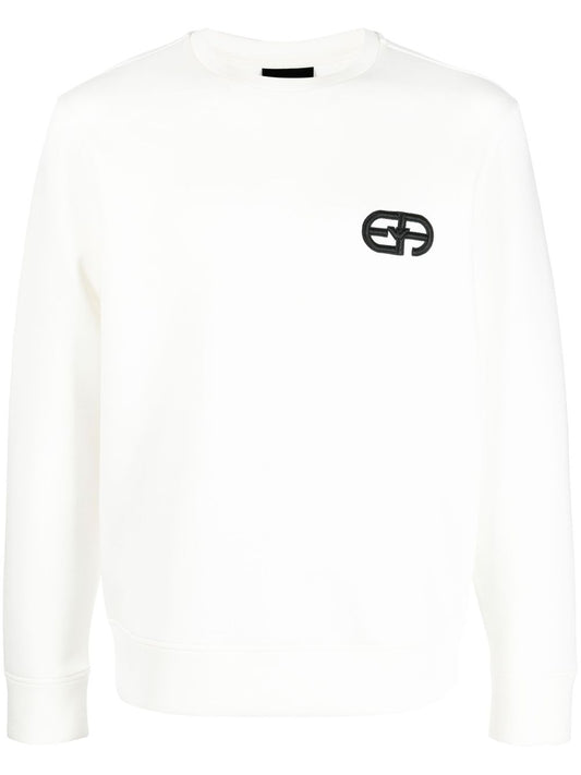 Emporio Armani Double-jersey sweatshirt with embossed embroidered EA logo