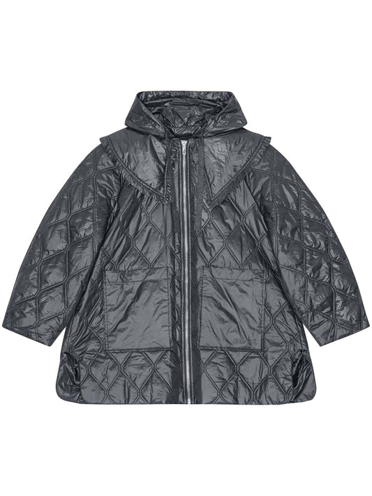 Ganni Shiny Quilt Midi Jacket