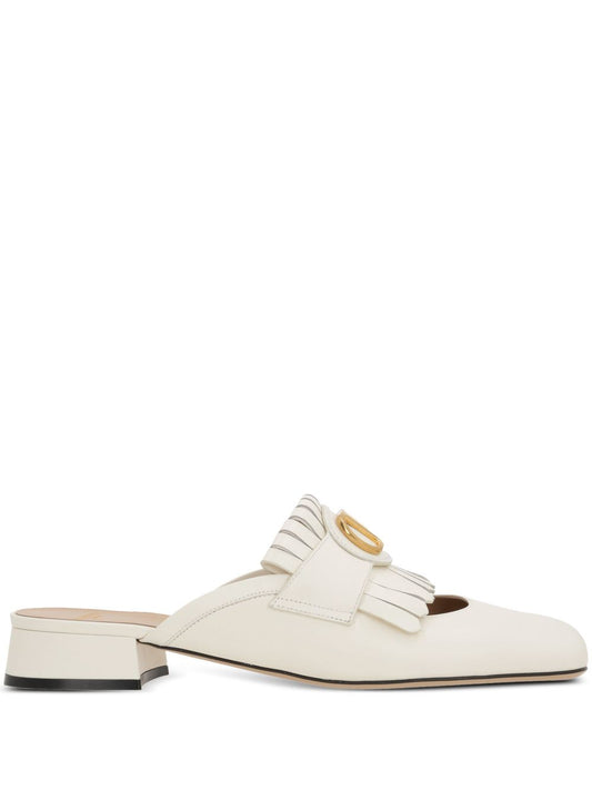Valentino Garavani Vlogo Signature Calfskin Fringe Sabot Moccasin 25mm