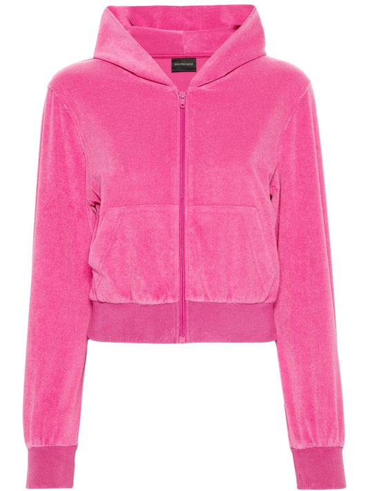 Balenciaga Rhinestone-logo zipped hoodie
