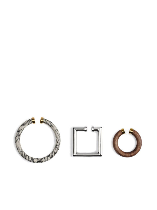 Jacquemus Trio of geometric ear-cuffs.