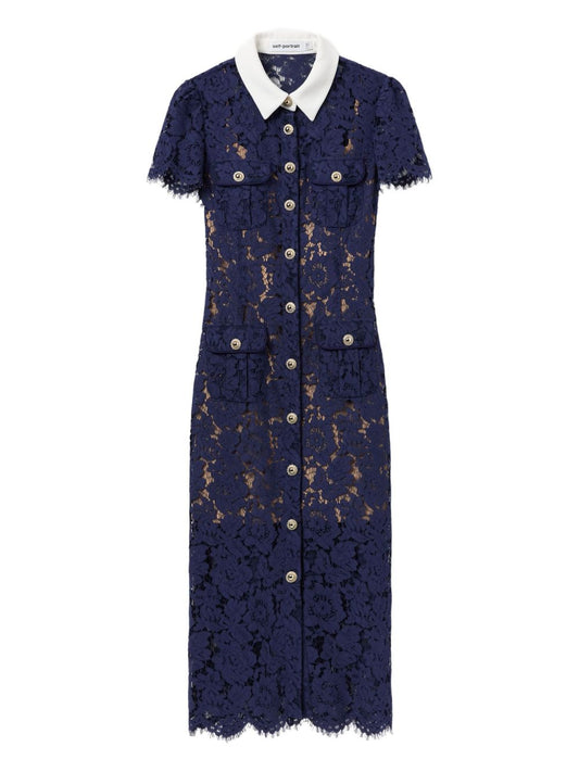 Self-Portrait Embroidered-lace dress