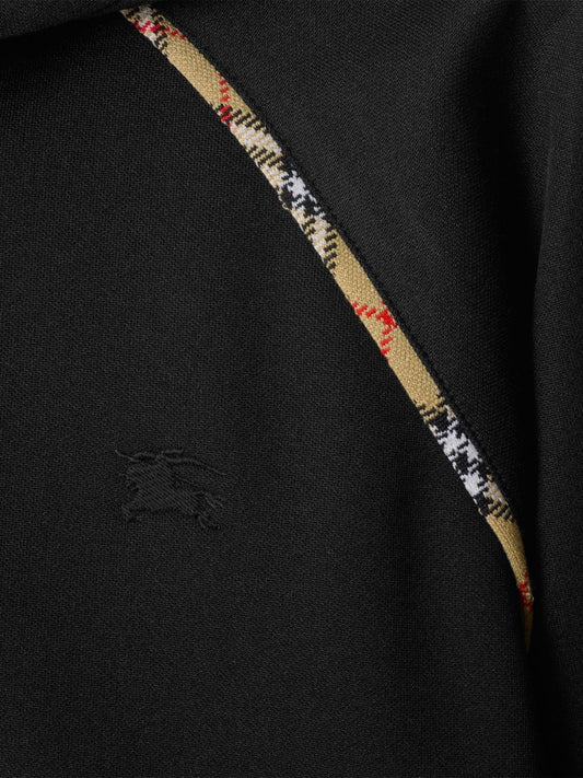 Burberry Cotton blend zip-up hoodie with check trim