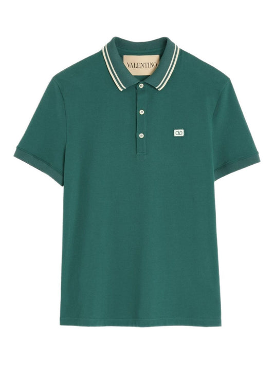 Valentino Cotton Pique Polo Shirt With Vlogo Patch