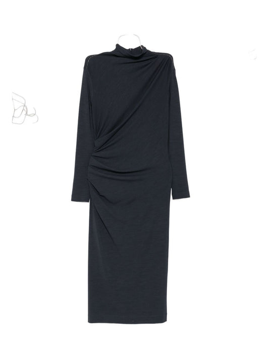 Brunello Cucinelli High-neck gathered midi dress