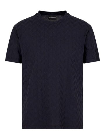Emporio Armani Jersey T-shirt with all-over jacquard pattern
