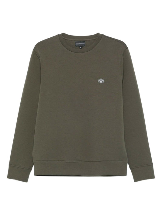 Emporio Armani Double-jersey sweatshirt with micro logo patch