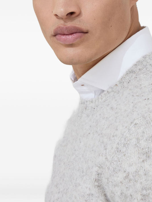 Brunello Cucinelli Flecked alpaca, wool, silk and cotton sweater