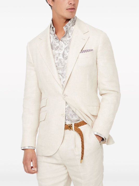 Brunello Cucinelli Linen, wool and silk diagonal deconstructed Cavallo blazer