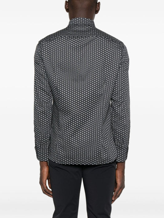 Emporio Armani Stretch cotton shirt with printed pattern