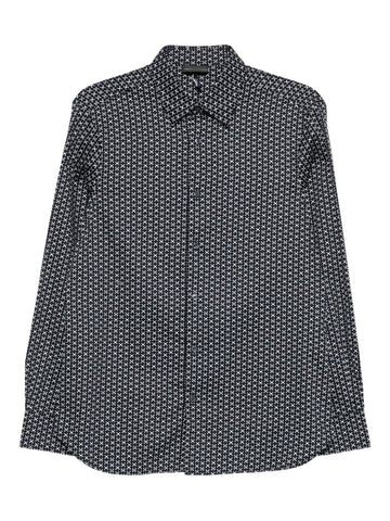 Emporio Armani Stretch cotton shirt with printed pattern