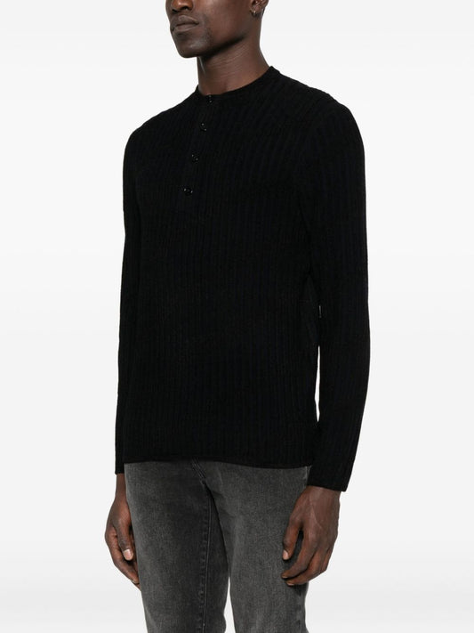 Emporio Armani Henley ribbed sweater