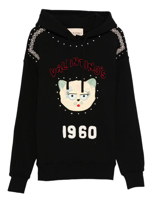 Valentino Cat-embroidered hoodie