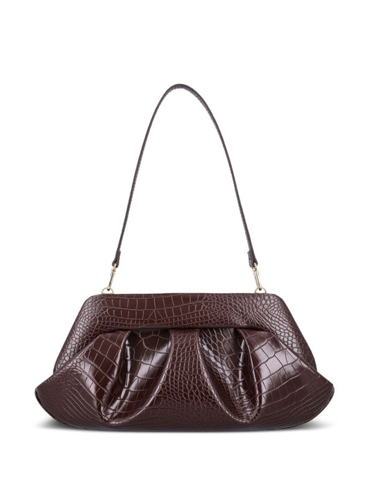 Themoire' Emera croco-embossed pleated clutch