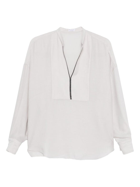 Brunello Cucinelli Monili-chain silk blouse