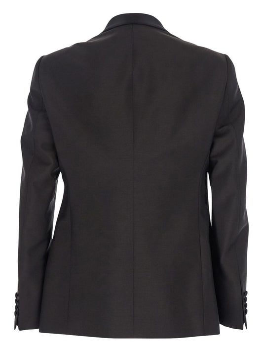 Emporio Armani Single-breasted jacket in fresh combed virgin wool with satin shawl lapels