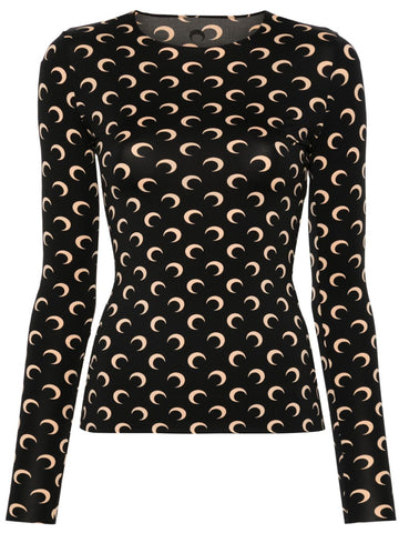 Marine Serre Recycled Moon Jersey SS Highneck Top