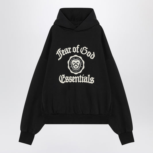 Fear of God Essentials Black hoodie with University logo