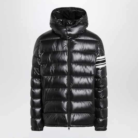 Moncler Black nylon laqué zip down jacket
