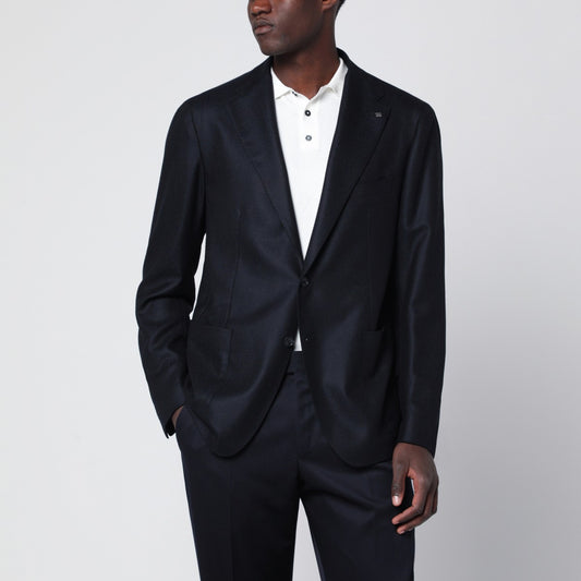 Tagliatore Navy blue single-breasted wool and cashmere jacket
