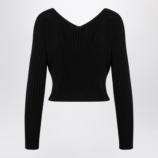 JACQUEMUS La Maille Pralu Longue black cardigan