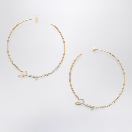 JACQUEMUS Gold hoop earrings with logo