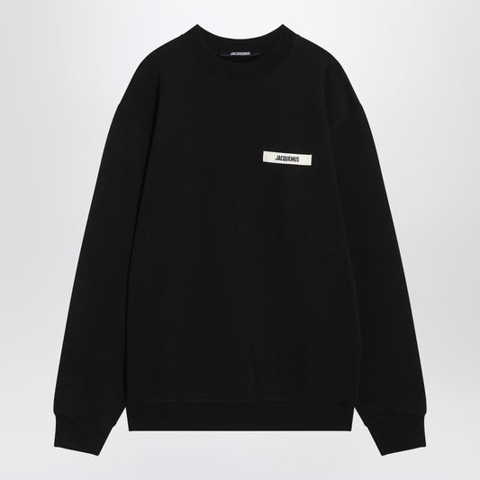 JACQUEMUS Black crew neck cotton sweatshirt