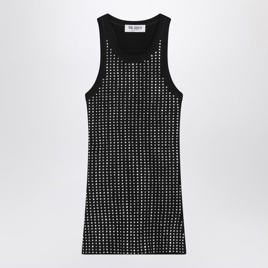The Attico Black sleeveless cotton top with crystals