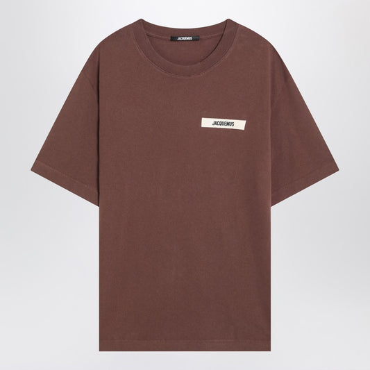 JACQUEMUS Brown cotton crew neck T-shirt