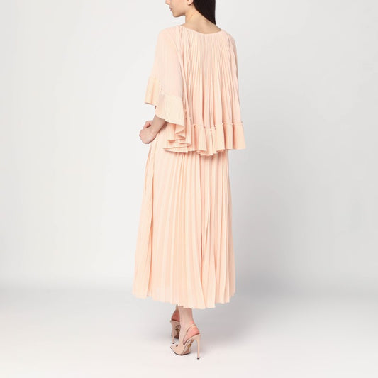 ZIMMERMANN Pleated peach-colored midi dress