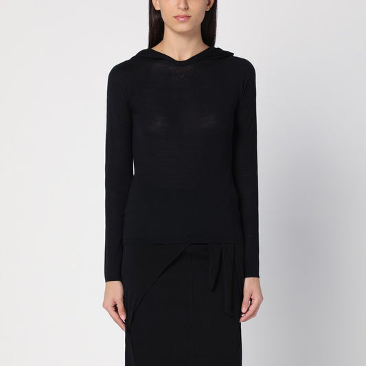 Courreges Courrèges Light wool black hooded sweater
