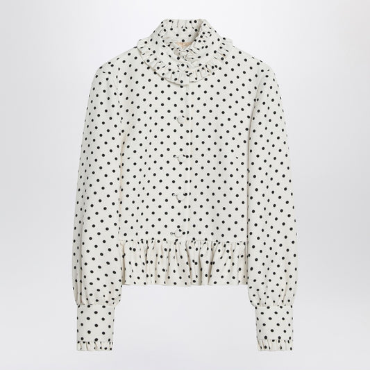 Valentino White single-breasted jacket with black polka dots
