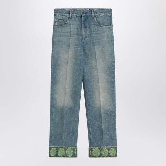 Valentino Faded blue jeans with jacquard background