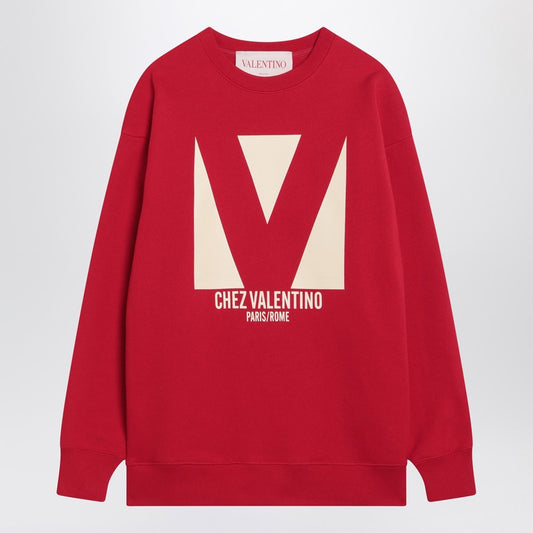 Red sweatshirt with Chez Valentino print