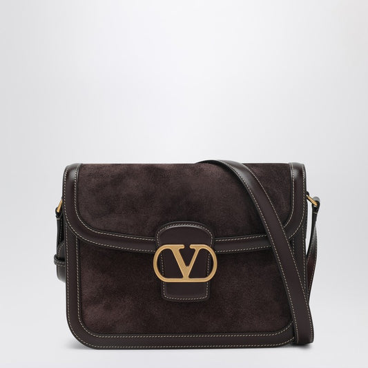 Valentino Garavani Dark brown leather and suede 9TO5 bag