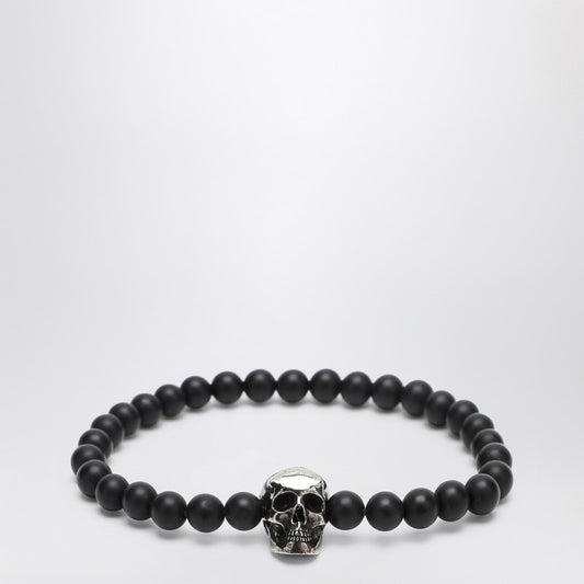 Alexander McQueen Skull bracelet with black pearls