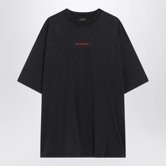 Faded black Balenciaga Back Medium Fit T-shirt