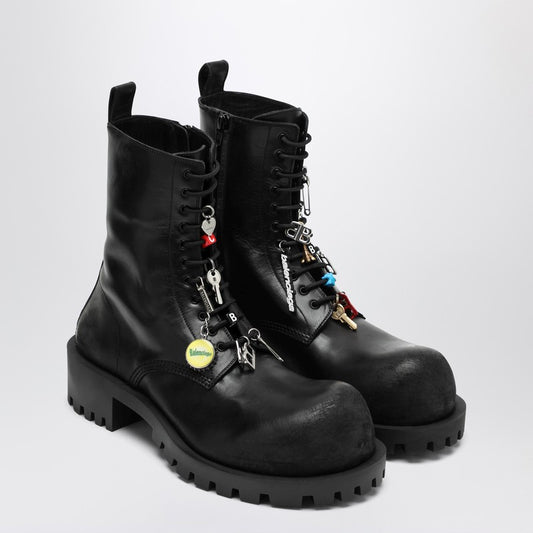 Balenciaga Black leather Hummer lace-up ankle boots