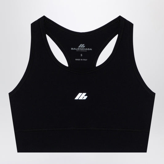 Balenciaga Black Activewear sleeveless top in matt nylon blend