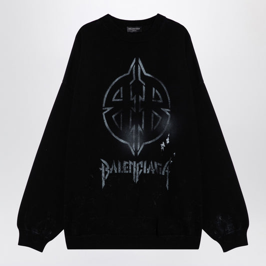 Balenciaga Black cotton blend jumper with print