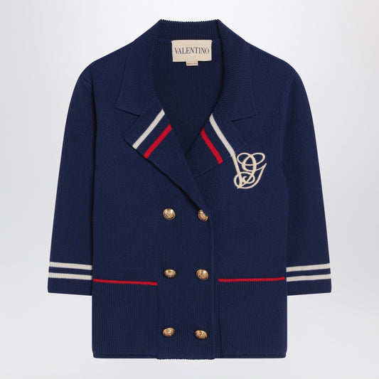 Valentino Blue double-breasted wool cardigan