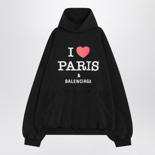 Sweatshirt I Love Paris & Balenciaga black
