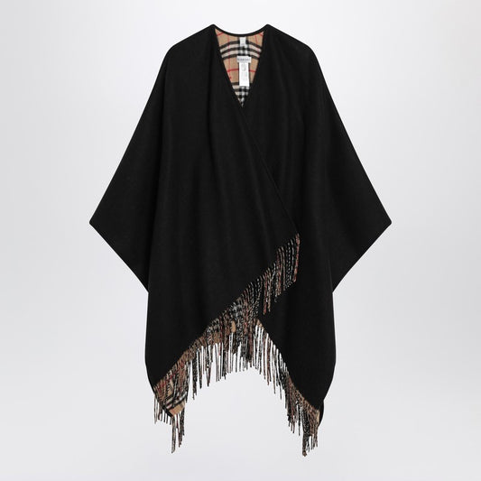 Burberry Black wool cape with Check pattern