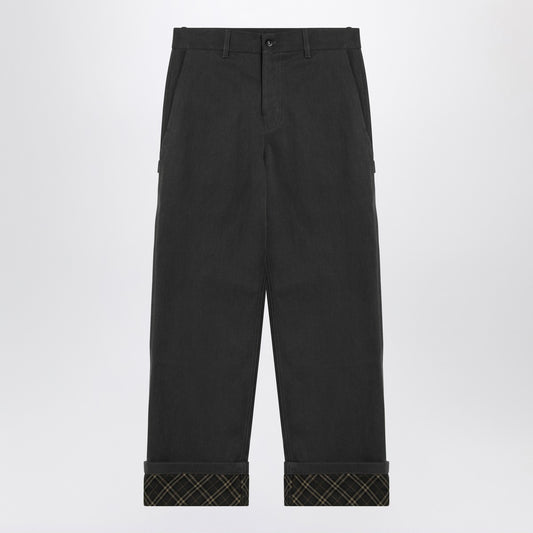 Burberry Black trousers with Check pattern lapels