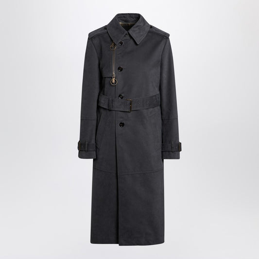 Burberry Long ash-coloured cotton and nylon trench coat