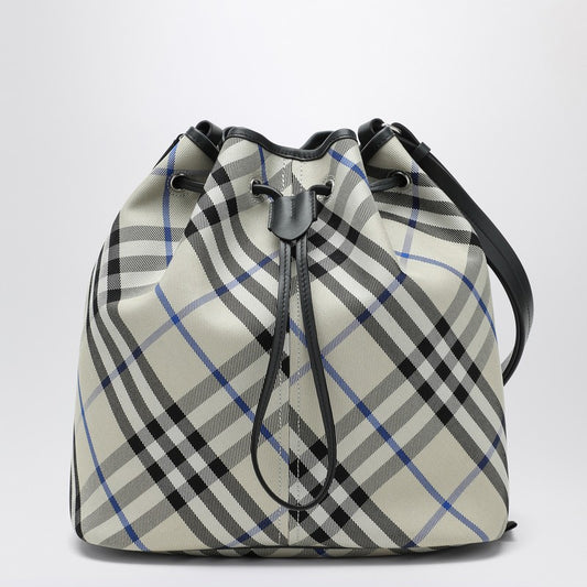Burberry Medium bucket bag with Lichen-colour Check pattern