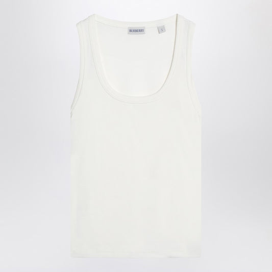 Burberry White tank top with Check motif detail